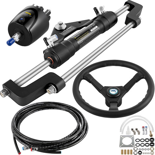 Hydraulic Outboard Steering Kit 300HP, Hydraulic Steering Kit Helm Pump, Hydraulic Boat Steering Kit with 16 Feet Hydraulic Steering Hose for Boat Steering System