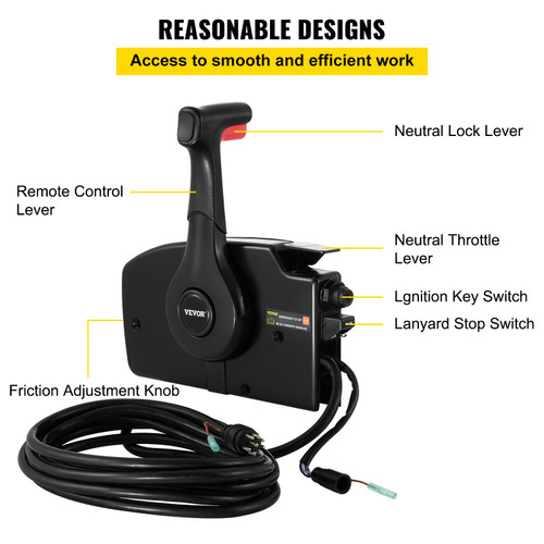 881170A3 Throttle Outboard Remote Control Compatible w/ Mercury Side Mount 881170A3 Throttle Outboard Remote Control Compatible w/ Mercury Side Mount