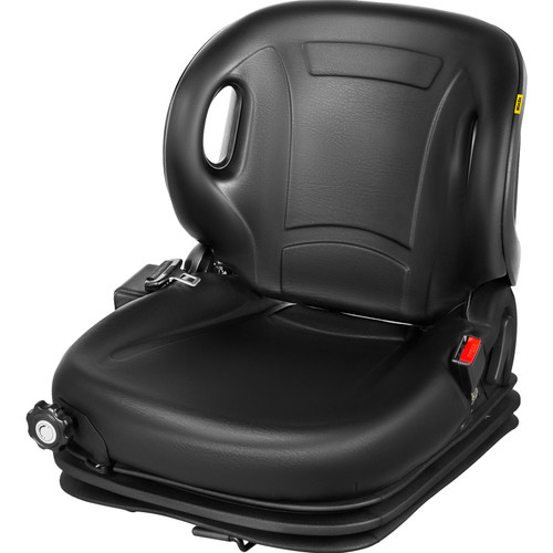 Universal Tractor Seat With Retractable Seat Belt Switch, Forklift Seat With 60Ã¸ Angel Backhoe, Lawn Mower Seat, Equipment Seat Compatible With Hyster, Tcm, Mitsubishi, And Nissan , Black