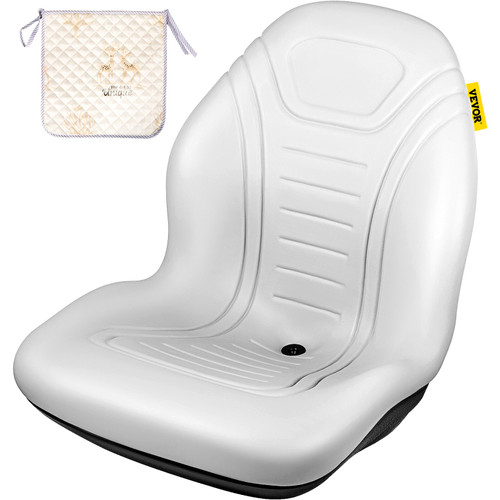 Universal Tractor Seat Replacement, Compact High Back Mower Seat, Grey Vinyl Forklift Seat, Central Drain Hole Skid Steer Seat with Mounting Bolt Patterns of 8" x 11.5" & 11.25" x 11.5"