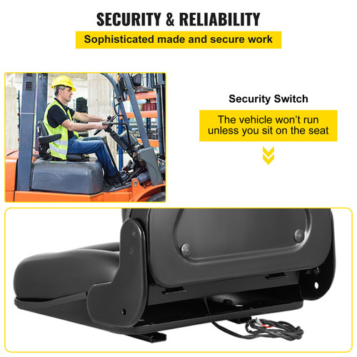 Black PVC Tractor Seat,Universal Forklift Seat,6"/150MM Adjustable Mower Seat, 3-Stage Weight Seat Including Seat Switch, 19" x 23" x 19" Skid Steer Seat, Fit Forklift, Tractor, Skid Loader Black PVC Tractor Seat,Universal Forklift Seat,6"/150MM Adjustable Mower Seat, 3-Stage Weight Seat Including Seat Switch, 19" x 23" x 19" Skid Steer Seat, Fit Forklift, Tractor, Skid Loader