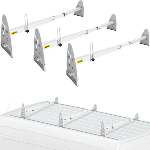 Roof Ladder Rack Van Ladder Rack with Ladder Stoppers 52"-64" 3 Bars