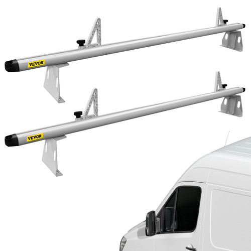 Roof Ladder Rack Van Ladder Rack with Ladder Stoppers 2 Bars 661 LBS White