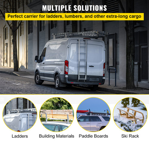 Roof Ladder Rack Van Ladder Rack 34.6"-56" Adjustable 2 Bars 331 LBS White Roof Ladder Rack Van Ladder Rack 34.6"-56" Adjustable 2 Bars 331 LBS White