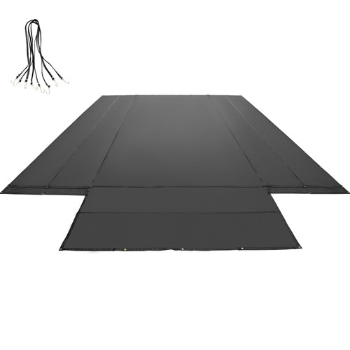 Flatbed Tarps, 18OZ Flatbed Truck Tarp, 16x27 Ft Vinyl Lumber Tarp, Black Heavy Duty Trailer Tarp with Stainless Steel D Rings and a Flap for Trucks, Vans, Boats, Machinery & Outdoor Materials