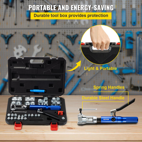 Hydraulic Flaring Tool Kit, 45Ã¸ Double Flaring Tool, Brake Repair Brake Flaring Tools for 3/16"-1/2", Brake Flare Tool with Tube Cutter and Deburrer, 32 PCS Tube Flaring Tools for Copper Lines
