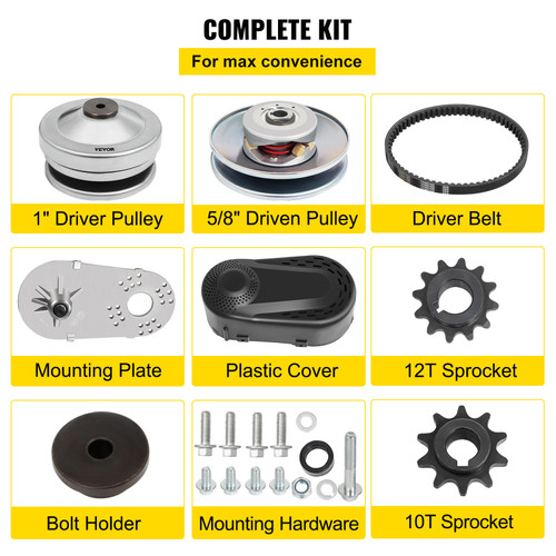 Go Kart Torque Converter Kit CVT Clutch 1" 10T #40/41 12T #35 Replaces Comet TAV2  Manco (Comes with 2 Sprocket 1x 12 Tooth 35 & 1x10 tooth 40/41)