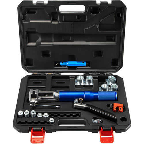 Hydraulic Flaring Tool Kit, 45ø Double Flaring Tool, Brake Repair Brake Flaring Tools for 1/4" -3/8", Brake Flare Tool with Tube Cutter and Deburrer, Tube Flaring Tools for Copper Lines