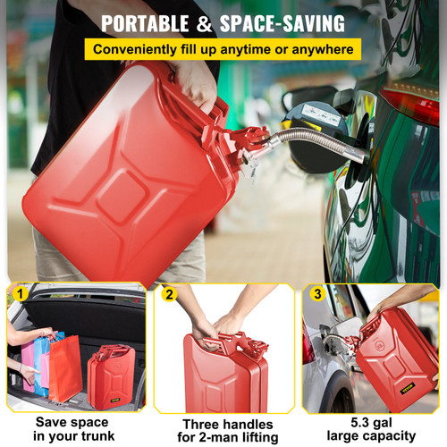Jerry Can 5.3 Gal / 20L Jerry Fuel Can with Flexible Spout 2PCS Red Jerry Can 5.3 Gal / 20L Jerry Fuel Can with Flexible Spout 2PCS Red