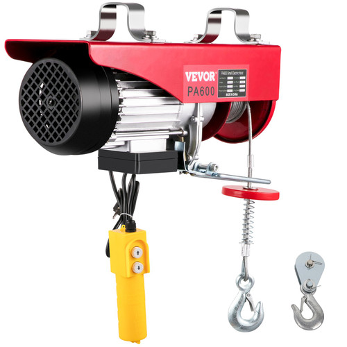1320Lbs Electric Hoist Winch Lifting Engine Crane Steel Ceiling Pulley Brackets