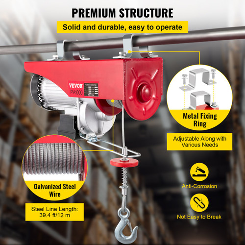 PA1000kg 2200LB Electric Wire Hoist Winch Hoist Crane Lift 40 ft Remote Control PA1000kg 2200LB Electric Wire Hoist Winch Hoist Crane Lift 40 ft Remote Control