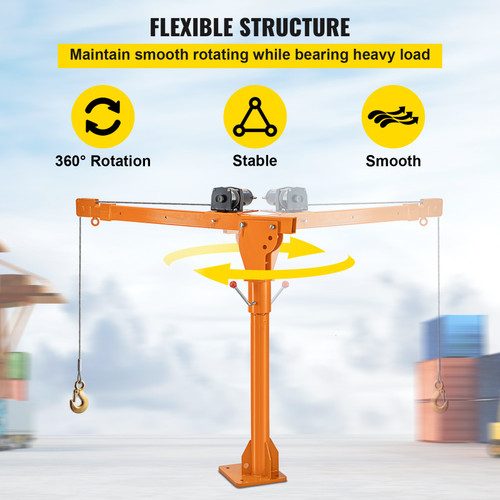 Davit Crane, 1100 lbs Truck Crane, Wireless Remote Control Dock Crane, 110V 360Ã¸ Swivel Electric Crane for Truck, Crane Hitch for Lifting Goods in Construction, Forestry, Factory, and Transport