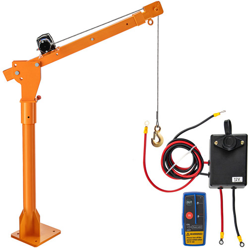 Davit Crane, 1100 lbs Truck Crane, Wireless Remote Control Dock Crane, 110V 360Ã¸ Swivel Electric Crane for Truck, Crane Hitch for Lifting Goods in Construction, Forestry, Factory, and Transport