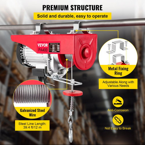 880lbs Electric Wire Hoist Remote Control Garage Auto Shop Overhead Lift 880lbs Electric Wire Hoist Remote Control Garage Auto Shop Overhead Lift