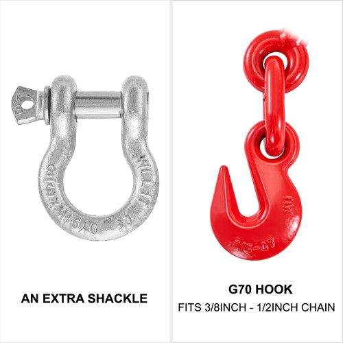 Chain Binder 3/8in-1/2in, Ratchet Load Binder 9215lbs Capacity, Ratchet Lever Binder w/ G70 Hooks, Adjustable Length, Ratchet Chain Binder for Tie Down, Hauling, Towing, 4-Pack in Red Chain Binder 3/8in-1/2in, Ratchet Load Binder 9215lbs Capacity, Ratchet Lever Binder w/ G70 Hooks, Adjustable Length, Ratchet Chain Binder for Tie Down, Hauling, Towing, 4-Pack in Red