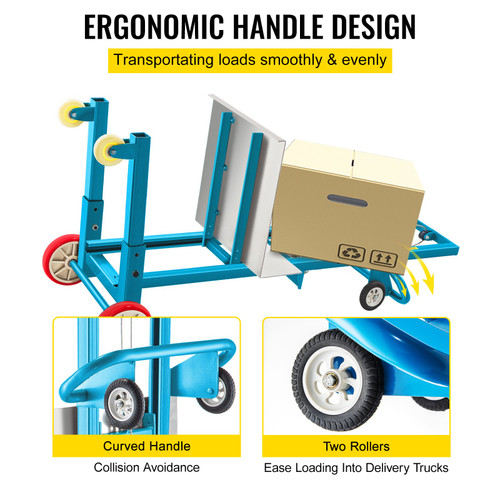 Manual Winch Stacker, 4.7" - 57" Height Range, 23.6" Length x 19.7" Width Platform, Steel Lite Load Lift Winch, Hand Winch Lift Truck, 485 lbs Capacity Material Lift for Shipping Facilities