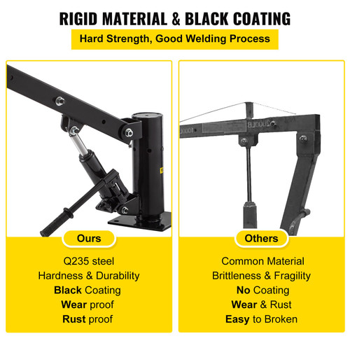 Davit Crane 1000lbs Pickup Truck Crane 360°Swivel Design, Hydraulic Crane Hoist Telescopic Hoist Crane for Truck, Crane Hitch for Lifting Goods in Construction, Forestry, Factory, and Transport