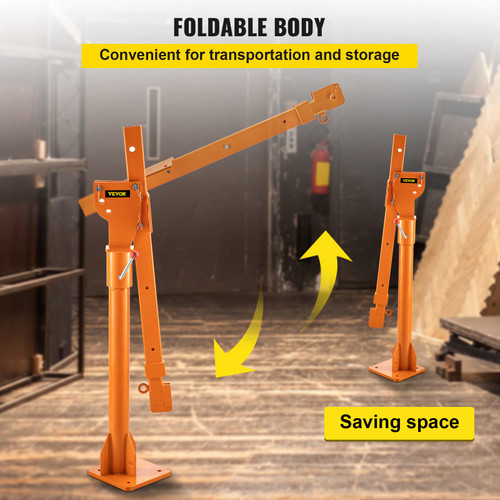 Truck Crane Frame, Truck Bed Crane Frame with Adjustable Telescopic Boom, Jib Crane Frame with Single & Double Cable Lifting Modes, Cooperate with Hand Winch, Electric Winch, Hoist, Mini Hoist