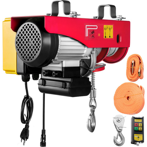 1100LBS Electric Hoist with Wireless Remote Control & Single/Double Slings Electric Winch, Steel Electric Lift, 110V Electric Hoist for Lifting in Factories, Warehouses, Construction Site