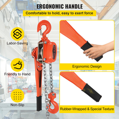 6600lbs 5ft Ratcheting Lever Block Chain Hoist Come Along Puller Pulley