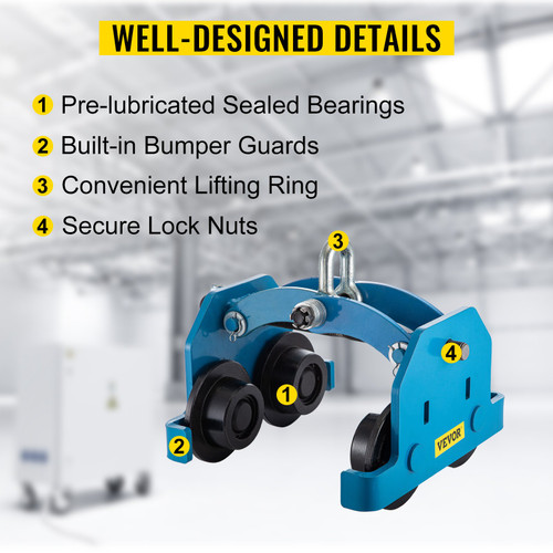 Manual Trolley, 1100LBS/0.5Ton Load Capacity Beam Trolley, 2.8-5.9inch Adjustable Width Push Beam, Track Roller Trolley Steel with Dual Wheels Garage Hoist for Straight Curved I Beam Manual Trolley, 1100LBS/0.5Ton Load Capacity Beam Trolley, 2.8-5.9inch Adjustable Width Push Beam, Track Roller Trolley Steel with Dual Wheels Garage Hoist for Straight Curved I Beam