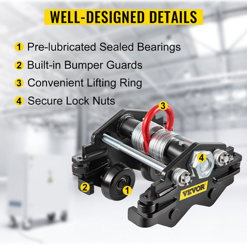 Manual Trolley, 2200 LBS/1 Ton Load Capacity Beam Trolley, 1.6"-3.5" Adjustable Width Push Beam, Track Roller Trolley with Dual Wheels Garage Hoist for Straight Curved I Beam Manual Trolley, 2200 LBS/1 Ton Load Capacity Beam Trolley, 1.6"-3.5" Adjustable Width Push Beam, Track Roller Trolley with Dual Wheels Garage Hoist for Straight Curved I Beam