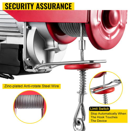 Electric Hoist, 2200LBS Electric Winch, Steel Electric Lift, 110V Electric Hoist With Wireless Remote Control & Single/Double Slings For Lifting In Factories, Warehouses, Construction Site Electric Hoist, 2200LBS Electric Winch, Steel Electric Lift, 110V Electric Hoist With Wireless Remote Control & Single/Double Slings For Lifting In Factories, Warehouses, Construction Site