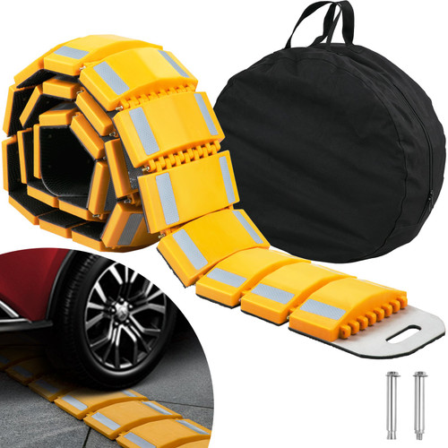 Portable Speed Bump 9.8 Ft Speed Hump Rubber Reflective Speed Bumps for Asphalt Concrete Gravel Driveway Roads Parking Lot Parking Hump Used On Car, Truck, Bus, Trailer, Streets, Shopping Mall Portable Speed Bump 9.8 Ft Speed Hump Rubber Reflective Speed Bumps for Asphalt Concrete Gravel Driveway Roads Parking Lot Parking Hump Used On Car, Truck, Bus, Trailer, Streets, Shopping Mall