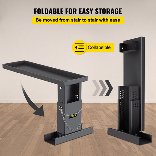 23.4x7.6-Inch Ladder Extender, Extension Ladder 12.25-19.7-Inch Adjustable Height Range, Ladder Leveling Tool, Stair Ladder Extension with Chain Pins in Steel for Stairs, in Black Powder Coated