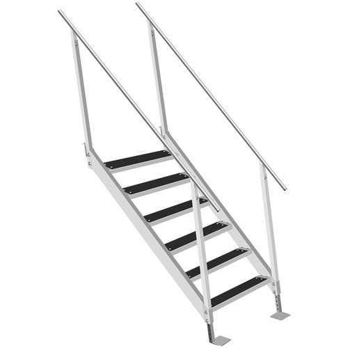 Dock Ladder with Rubber Mat, Dock Steps 30"-39" Adjustable Height, Dock Stairs Aluminum 6 Step, Each Step 22" x 4", 500Lbs Load, for Lake, Marine Boarding, Pool
