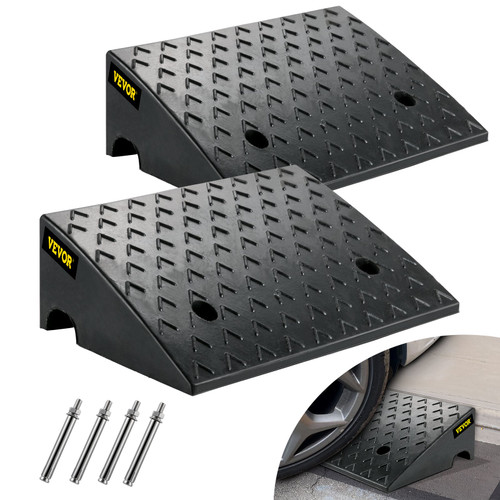 Curb Ramp Heavy Duty Threshold Ramp 4.3" Height For Driveway 2 PCS Black