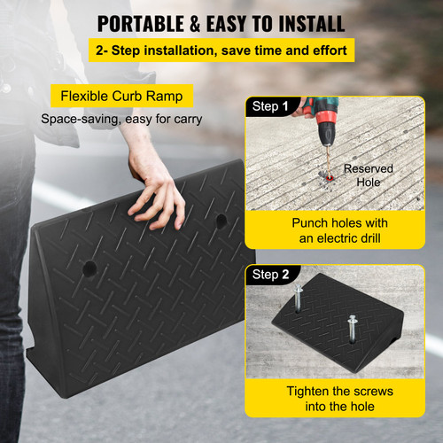 Heavy Duty Rubber Curb Ramp for Material Handling Transport Dolly