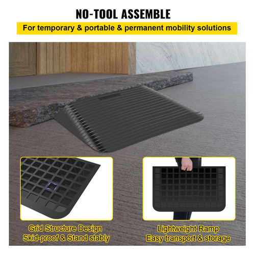 Rubber Threshold Ramp, 4" Rise Threshold Ramp Doorway, Recycled Rubber Power Threshold Ramp Rated 2200 Lbs Load Capacity, Non-Slip Surface Rubber Solid Threshold Ramp for Wheelchair and Scooter Rubber Threshold Ramp, 4" Rise Threshold Ramp Doorway, Recycled Rubber Power Threshold Ramp Rated 2200 Lbs Load Capacity, Non-Slip Surface Rubber Solid Threshold Ramp for Wheelchair and Scooter