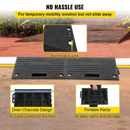 Kerb Ramp Rubber Threshold Ramp 4" Rise for Wheelchair Access Ramp-2 PCs