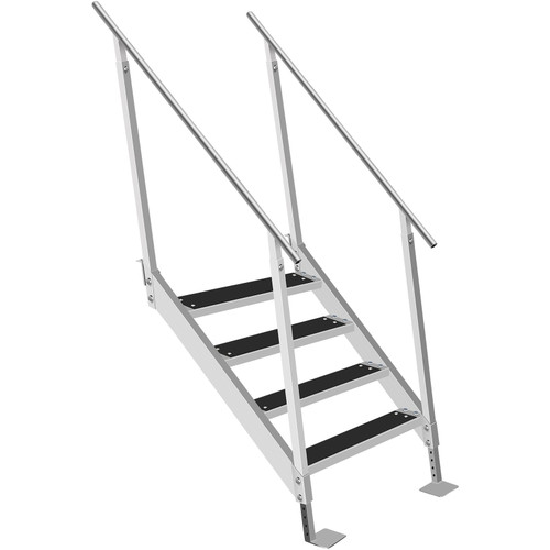Dock Ladder with Rubber Mat, Dock Steps 30"-39" Adjustable Height, Dock Stairs Aluminum 4 Step, Each Step 22" x 4", 500Lbs Load, for Lake, Marine Boarding, Pool