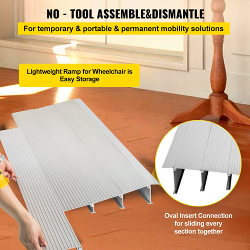 Door Threshold Ramp, 4" Rise Door Ramp for Wheelchairs, Aluminum Threshold Ramp for Doorways Rated 800 lbs Load Capacity, Adjustable Threshold Ramp for Wheelchairs, Scooters, and Power Chairs Door Threshold Ramp, 4" Rise Door Ramp for Wheelchairs, Aluminum Threshold Ramp for Doorways Rated 800 lbs Load Capacity, Adjustable Threshold Ramp for Wheelchairs, Scooters, and Power Chairs