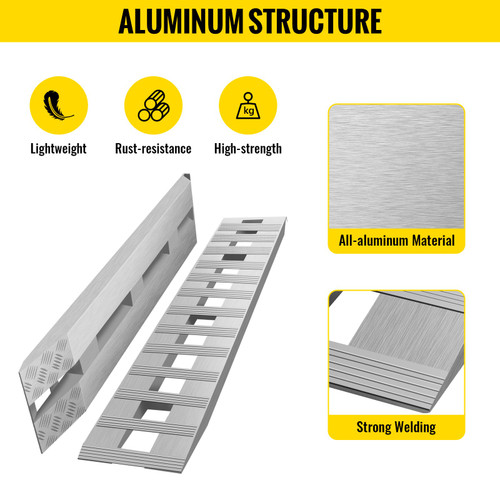 84" X 15" Aluminum 6000 Lbs Truck Car Auto Trailer Ramps Hook End, Foot 7' 84" X 15" Aluminum 6000 Lbs Truck Car Auto Trailer Ramps Hook End, Foot 7'