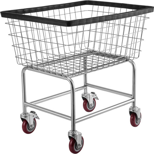 Wire Laundry Cart, 2.5 Bushel Wire Laundry Basket with Wheels, 20''x15.7''x26'' Commercial Wire Laundry Basket Cart, Steel Frame With Chrome Finish, 5inch Casters, Wire Cart For Laundry