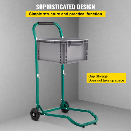Heavy-Duty Steel Recycling Cart, 22.8 x 15.7 in Moving Bin Cart w/ 4 Wheels & 220 lb Load Capacity, Easy Assembly & Weatherproof, Well-Built Hook for Simple Recycle Bin and Recycle Caddy, Green