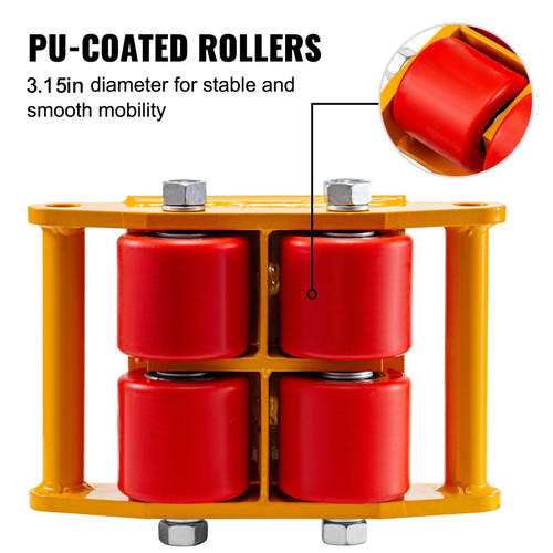4pcs Machinery Mover, 6T Machinery Skate Dolly, 13200lbs Machinery Moving Skate, Machinery Mover Skate w/ 360° Rotation Cap and 4 Rollers, Heavy Duty Industrial Moving Equipment, Yellow