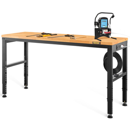 Adjustable Height Workbench 72"L x 25"W Work Bench Table w/ Power Outlets Adjustable Height Workbench 72"L x 25"W Work Bench Table w/ Power Outlets