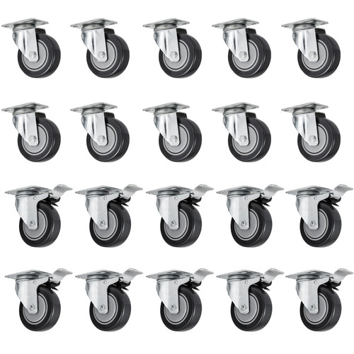 20 Plate Casters 4" Wheels All Swivel And 10 Brake Caster Nation Local