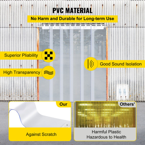Plastic Curtain, 3ft Width x 7ft Height Plastic Strip Curtain, Clear PVC Freezer Curtain, 0.08in Thickness Plastic Door Strip w/Over 50% Overlap for Walk-in Freezers, Warehouse and Clean Rooms Plastic Curtain, 3ft Width x 7ft Height Plastic Strip Curtain, Clear PVC Freezer Curtain, 0.08in Thickness Plastic Door Strip w/Over 50% Overlap for Walk-in Freezers, Warehouse and Clean Rooms