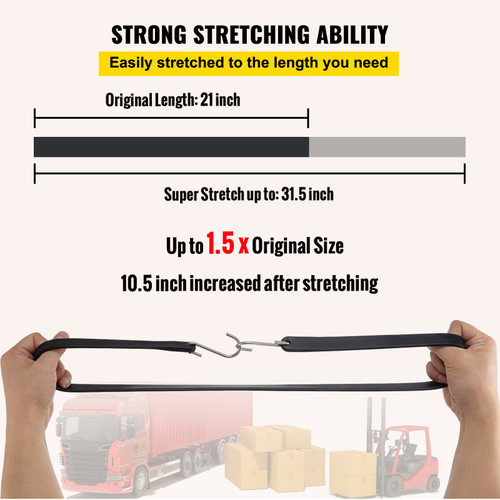 Rubber Bungee Cords Natural Rubber Trap Straps 53 Pack 21" Long w/ S Hooks