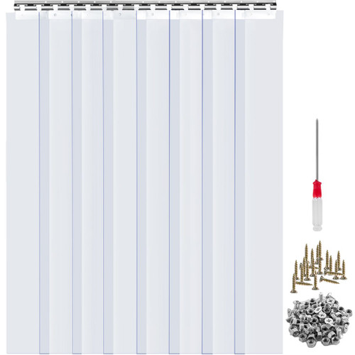 Plastic Curtain, 4ft Width x 8ft Height Plastic Strip Curtain, Clear PVC Freezer Curtain, 0.08in Thickness Plastic Door Strip w/Over 50% Overlap for Walk-in Freezers, Warehouse and Clean Rooms