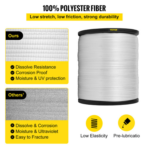 1250Lbs Polyester Pull Tape, 5249' x 1/2" Flat Tape for Wire & Cable Conduit Work Variable Functions, Flat Rope for Pulling/Loading/Packing IN ANY WEATHER CONDITON