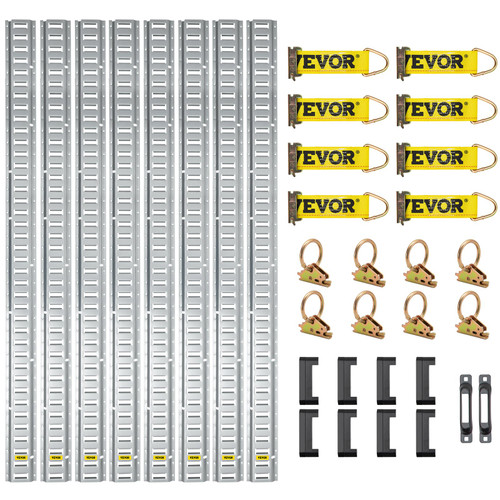 E Track Tie Down Rail Kit 34PCs 5' E Track Rails Enclosed Cargo Trailer E Track Tie Down Rail Kit 34PCs 5' E Track Rails Enclosed Cargo Trailer