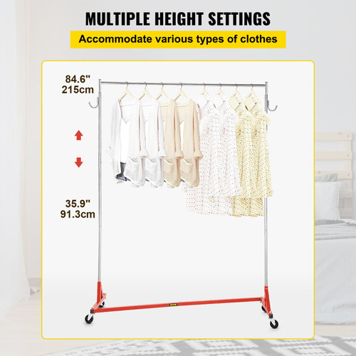 Z Rack, Industrial Grade Z Base Garment Rack, Height Adjustable Rolling Z Garment Rack, Sturdy Steel Z Base Clothing Rack w/ Lockable Casters for Home Clothing Store Display Commercial Use Red