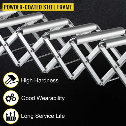Adjustable Gravity Conveyor Roller 21-50" Length 22-35" Height Roller Conveyor 110 lbs Load Capacity Gravity Conveyor with 1.5'' Galvanized Steel Rollers for Warehouses Assembly Areas Factories