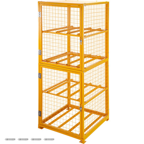 Cylinder Storage Cabinet for Eight 50lbs Cylinders, Vertical Cylinder Storage Cage 30inch Length, 32inch Width, 72inch Height, Steel Gas Cylinder Cabinet for Storage and Protection